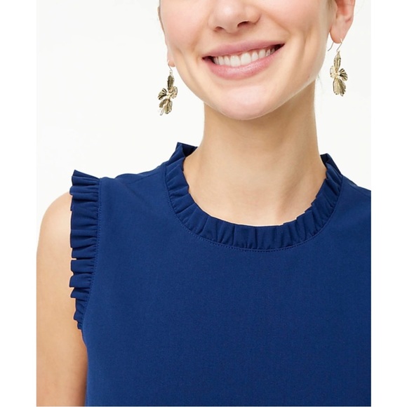 New J.Crew Factory Ruffleneck Suit Dress, Navy Blue Work Dress, Business Casual - Picture 3 of 4